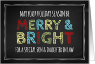 Merry & Bright Son & Daughter in Law Christmas - Colorful Chalkboard card