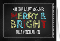 Merry & Bright Son Christmas - Colorful Chalkboard card