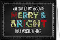 Merry & Bright Niece Christmas - Chalkboard card