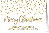 Gold Glitter Effect Confetti Merry Christmas for Son & Daughter-in-Law card