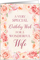 Blush Pink Watercolor Flowers Wife Birthday Card