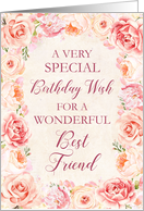 Blush Pink Watercolor Flowers Best Friend Birthday Card