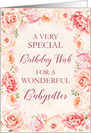 Blush Pink Watercolor Flowers Babysitter Birthday Card