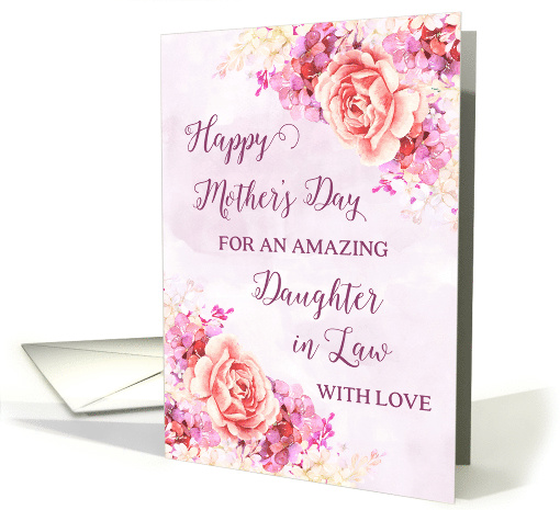 Pink and Purple Flowers Daughter in Law Happy Mother's Day card