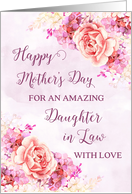 Pink and Purple Flowers Daughter in Law Happy Mother’s Day Card
