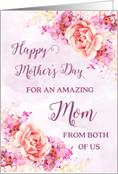 Pink and Purple Flowers Mom Happy Mother’s Day from both of us Card