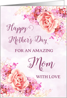 Pink Purple Flowers Mom Mother’s Day from Son Card