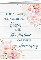 Blush Pink Flowers Cousin and her Husband Anniversary Card