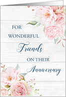 Blush Pink Flowers Anniversary for Friends Card