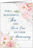 Blush Pink Flowers Son and Son in Law Anniversary Card