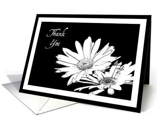 Black and White Flowers Thank You card (471358)