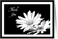 Black and White Flowers Thank You Card