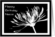 Black and White Flower Niece Birthday Card