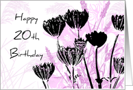 Pink Flowers 20th Birthday Card