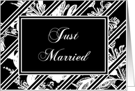 Black and White Just Married Announcement Card