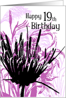 Purple Flowers 19th Birthday Card