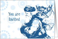Blue Santa Christmas Invitation Card