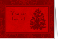 Red Christmas Tree Invitation Card