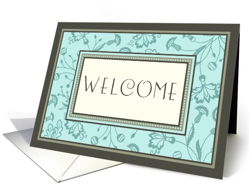 Turquoise Flowers Employee Welcome card (533549)