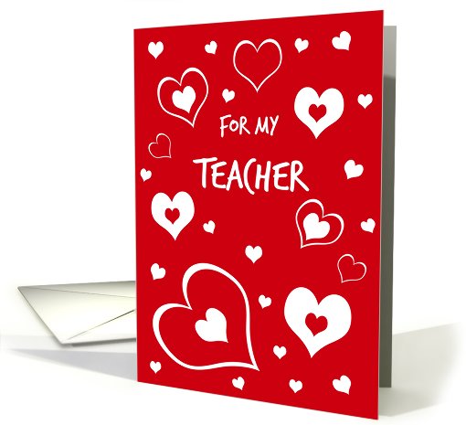 Red Hearts Teacher Valentine's Day card (537180)