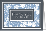 White and Blue Flowers Thank You for the Wedding Gift Card