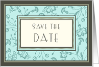 Turquoise Flowers Save the Date Card