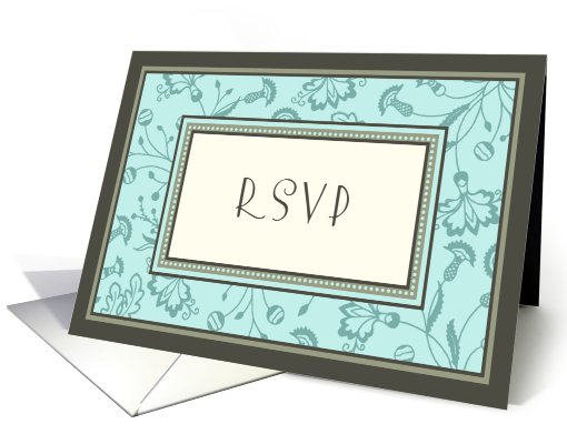 Turquoise Flowers RSVP card (559723)