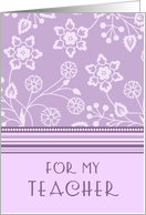 Purple Flowers Teacher Thank You Card