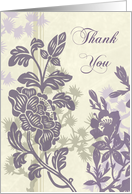 Purple and Beige Flowers Thank You Bridesmaid Card