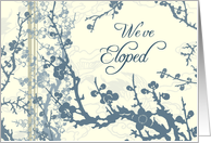 Blue and Beige Floral We’ve Eloped Announcement Card
