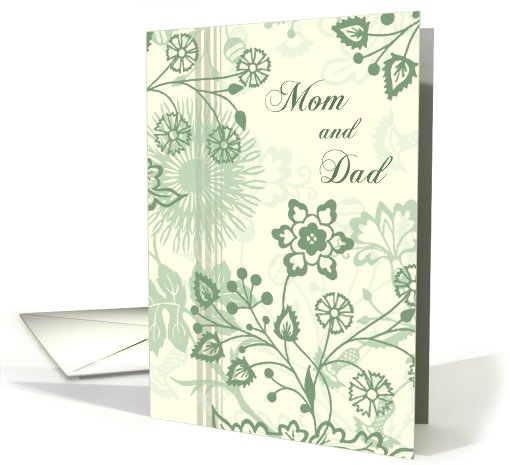 Green and Beige Thank You Mom and Dad card (586007)