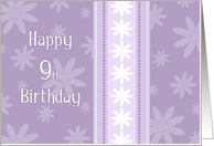 Purple Flowers 9th Birthday Card