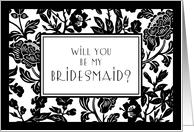 Black and White Flowers Sister Bridesmaid Invitation Card