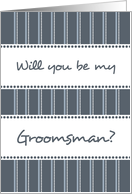Grey and White Stripes Groomsman Invitation Card
