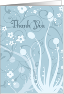 Blue Floral Thank You Bridal Shower Hostess Card