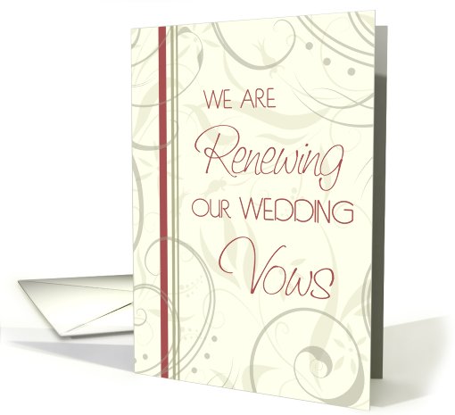 Beige and Red Floral Wedding Vow Renewal Ceremony Invitation card