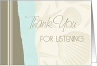 Shells Turquoise Thank You for Listening Card