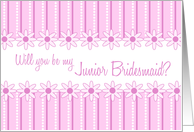 Pink Stripes Junior Bridesmaid Invitation Card