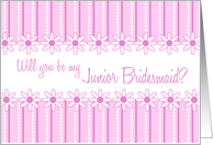 Pink Stripes Sister Junior Bridesmaid Invitation Card