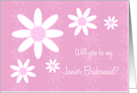 Pink Flowers Junior Bridesmaid Invitation Card