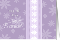 Purple Flowers Sister Junior Bridesmaid Invitation Card
