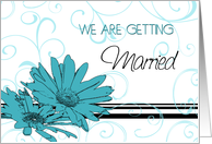 Turquoise Floral Engagement Party Invitation Card