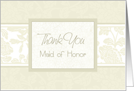 Beige Floral Thank You Maid of Honor Card