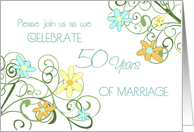 Garden Flowers 50th Anniversary Party Invitation Card