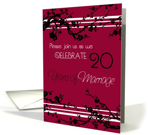Red Floral 20th Anniversary Party Invitation card (605453)