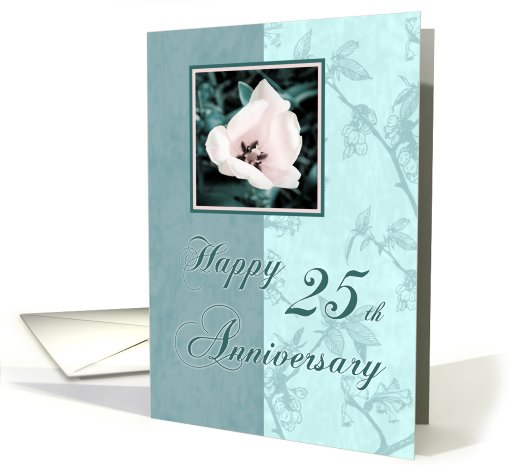 Green Floral 25th Happy Anniversary card (605695)