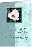 Green Floral 25th Happy Anniversary Card