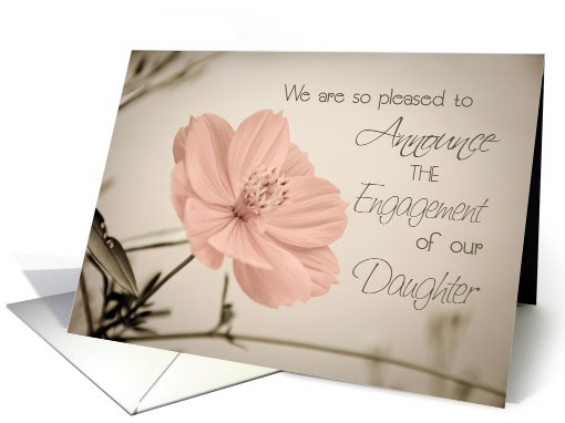 Pink Flower Engagement of Daughter Announcement card (607304)