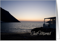 Beach Sunset Just Married Announcement Card