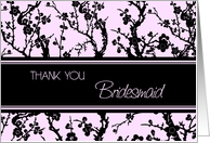 Pink Black Floral Friend Bridesmaid Thank You Card